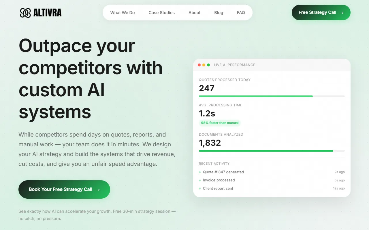 Altivra - AI Agency website