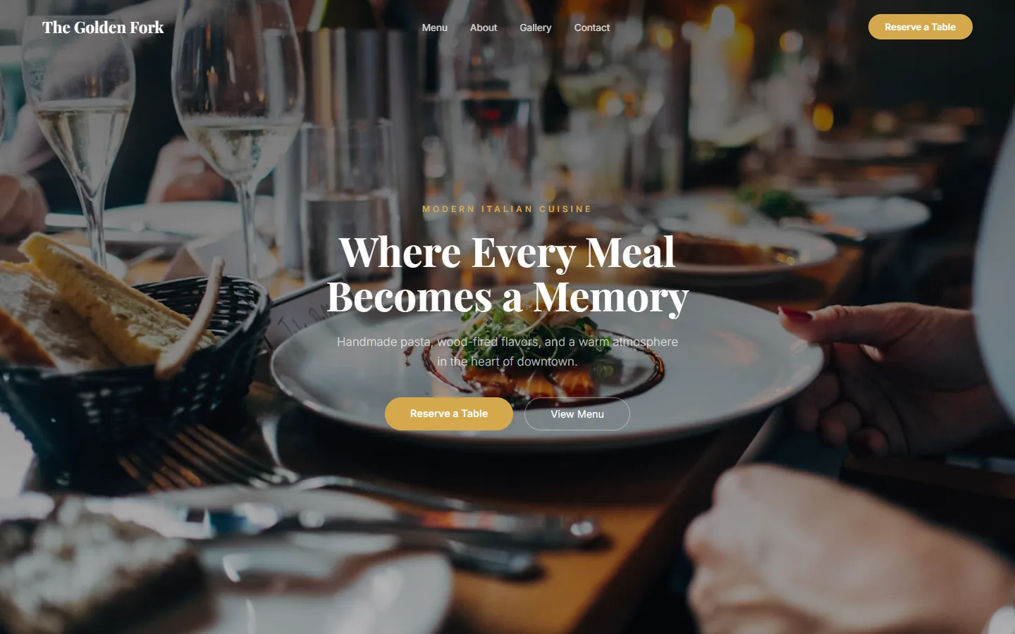 The Golden Fork restaurant website
